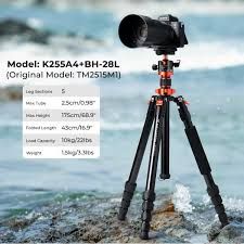 K&F Concept K255A4+BH-28L (old model TM2515M1) 1.7m Camera Tripod Horizontal Aluminium Tripods Portable Monopod
