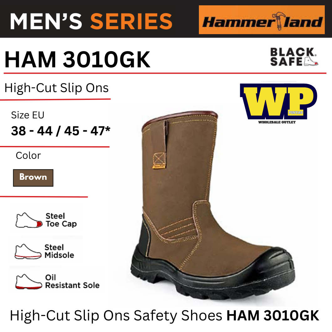 HAMMERLAND (HAMMERLAND FOR BLACK HAMMER) HAMMERLAND HIGH-CUT SLIP ONS SAFETY SHOES - HAM 3010GK / BLACK HAMMER / BLACK SAFE / HIGH-CUT SLIP ONS / SAFETY SHOES / SAFETY BOOTS / FOOT PROTECT / KASUT KILANG / KASUT KESELAMATAN / HAM 3010GK