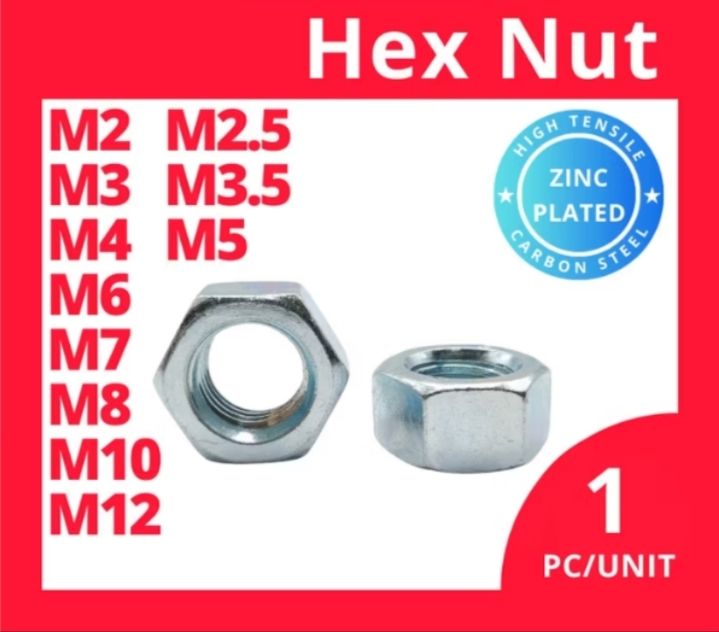 HEX NUT DIN934/ ZINC PLATING (GI)- SIZE: M3,M4,M5,M6,M8,M10 & M12(100PCS/PACK)