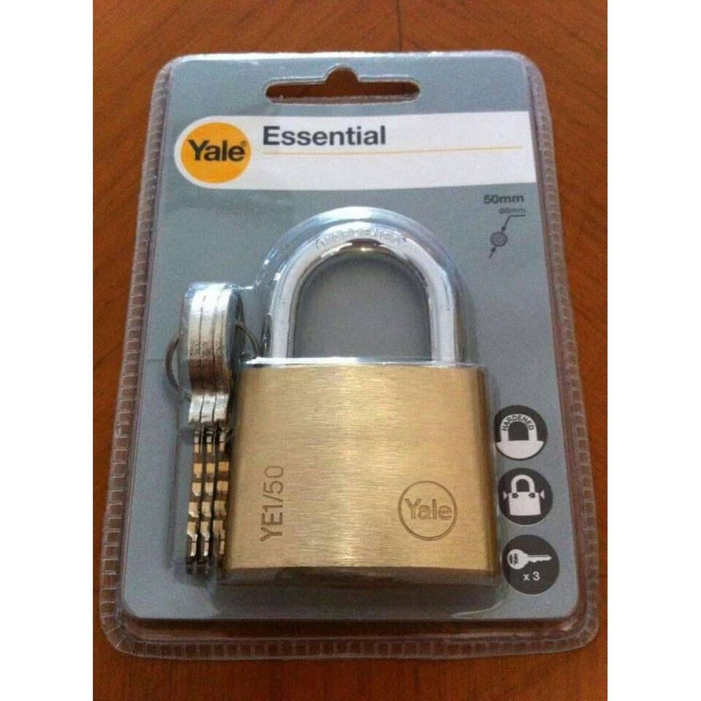 Yale padlock solid brass Essential 50mm
