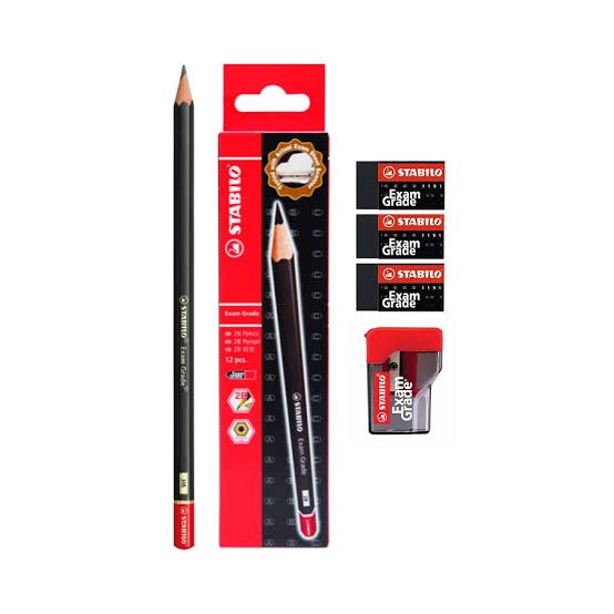 Exam Grade [Black] 2B Pencil 12's + Sharpener + Eraser With Casing (288PC12 ) [12/120]