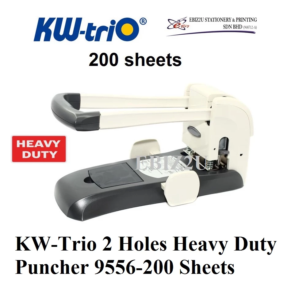 KW Trio 9556 - 2 Holes Heavy Duty Puncher -200 Sheets (penumbuk 2 lubang, puncher paper, 2 Hole Puncher, heavy duty puncher)