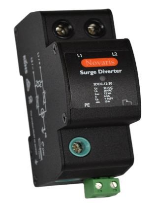 Isolated Surge Diverter, 2 pole, 12kA, 30VAC - 24VAC nominal, 36VDC, Alarm contact IDD2-12-30