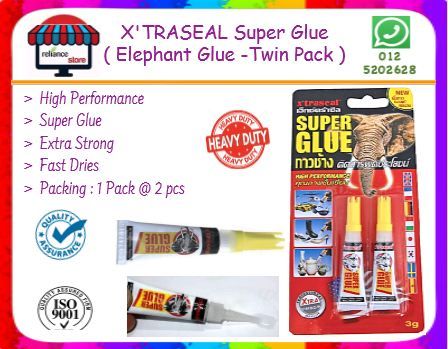 X'TRASEAL Super Glue / Xtraseal Elephant Glue / Gam Gajah # Twin Pack Sealant # RP0851 ( KTT : 1 Paket @ 2 Unit )