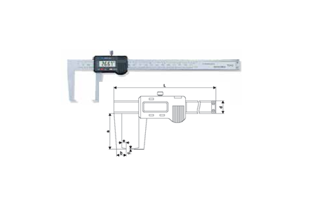 Temo 0-150mm External Groove Digital Caliper with Flat Anvil - 250mm Long, Limit Error 卤0.04mm