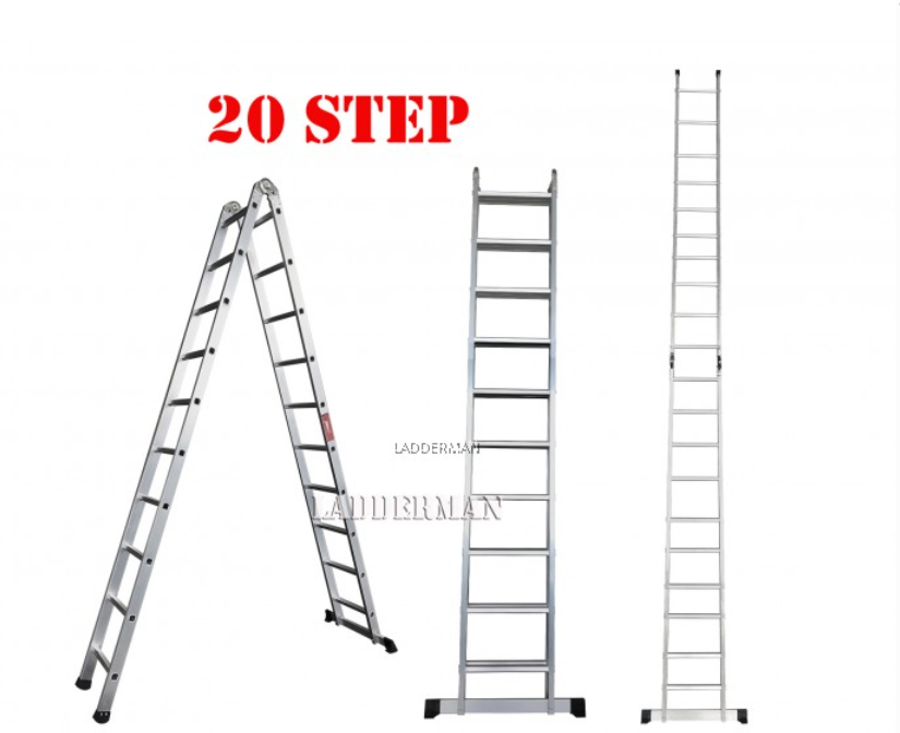 20 STEP ALUMINIUM TWO WAY MULTIPURPOSE LADDER
