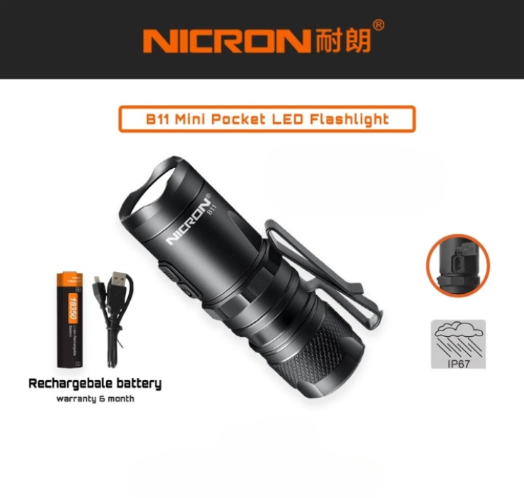 NICRON B11 MINI RECHARGEABLE TACTICAL FLASHLIGHT 950 LUMENS