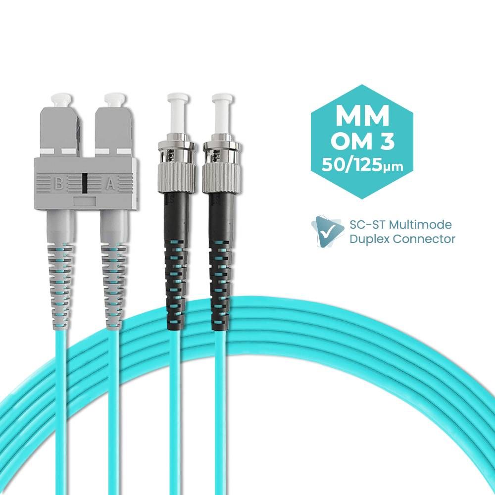 SC-ST 50/125 OM3 MULTIMODE DUPLEX FIBER OPTIC PATCH CABLE 3M 5M