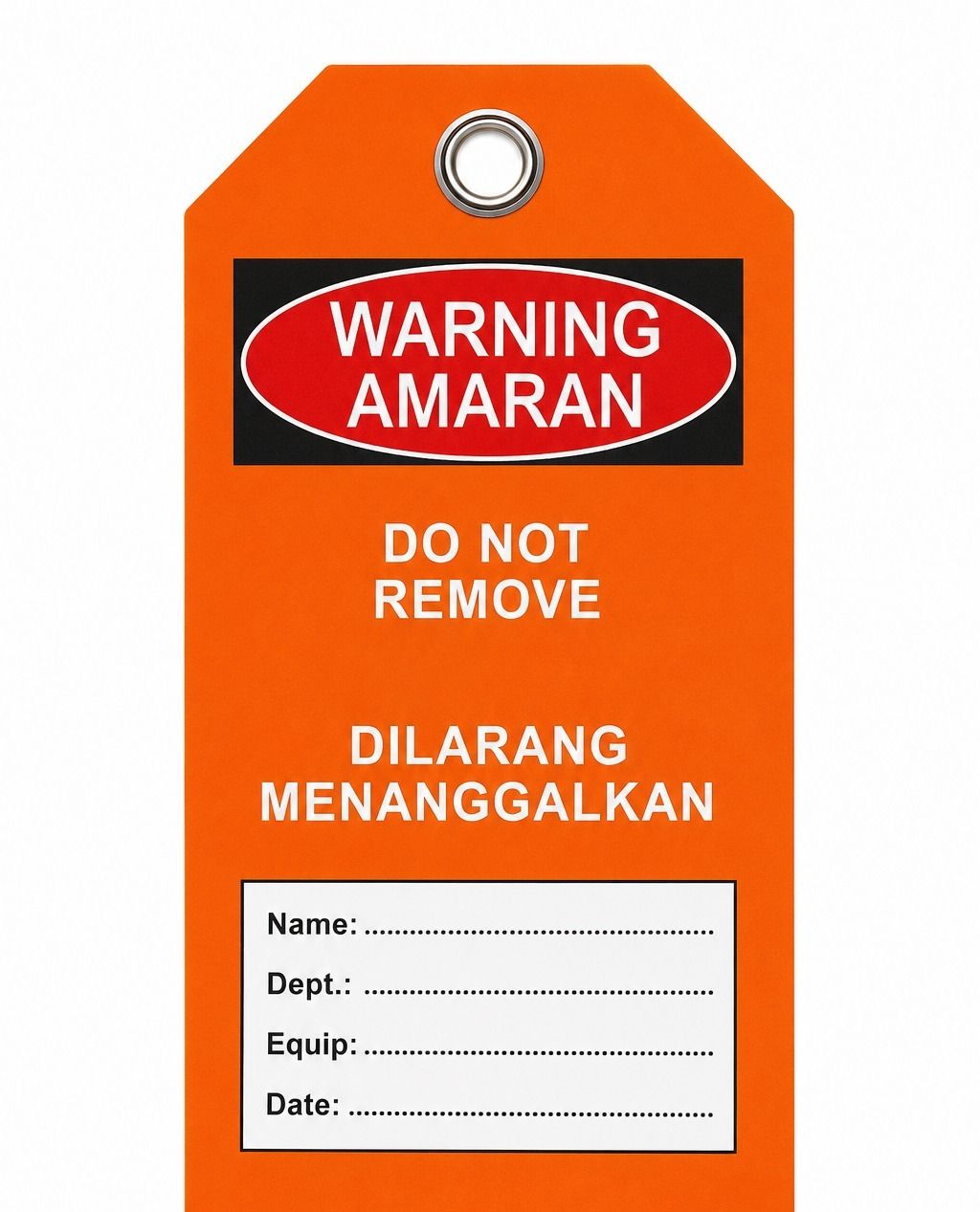 Lockout Tagout (LOTO) Safety Warning Tag
