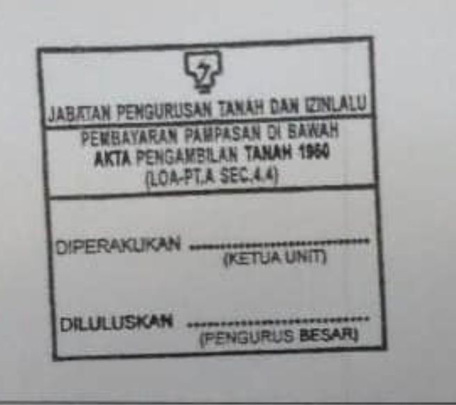 QP Rubber Stamp Getah Sahaja Pembayaran Pampasan