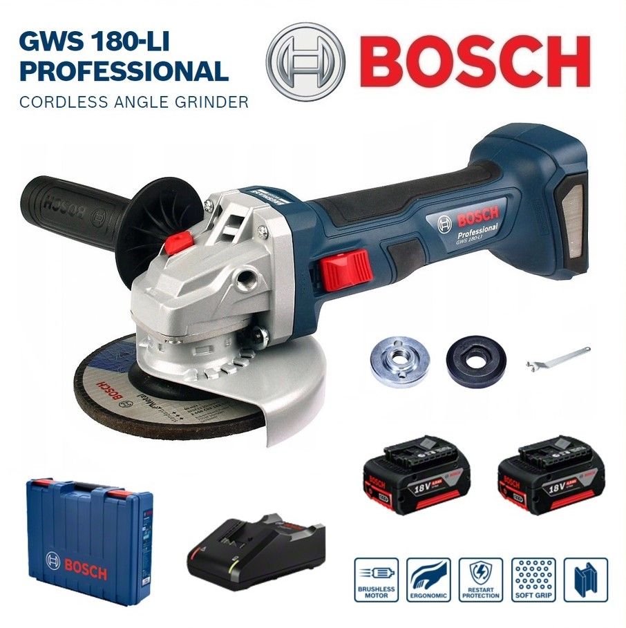 BOSCH GWS 180-LI 18V (4.0Ah Battery x 2) CORDLESS ANGLE GRINDER