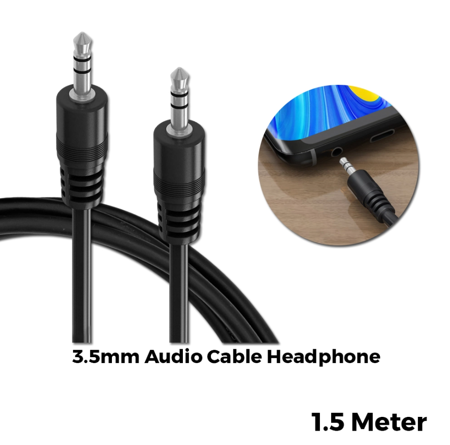 AUDIO CABLE HEADPHONE 3.5MM MALE TO MALE FOR MOBILE PHONE COMPUTER