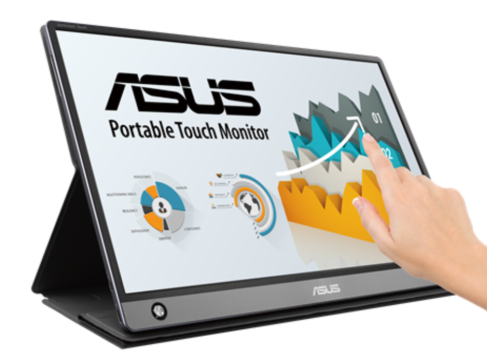 ASUS ZenScreen Touch MB16AMT USB portable monitor — 16 inch (15.6 inch viewable), IPS, Full HD, 10-point Touch, Built-in Battery, Hybrid Signal Solution, USB Type-C, Micro-HDMI, Compatible with Laptops, Smartphones, Gaming Consoles, and Cameras
