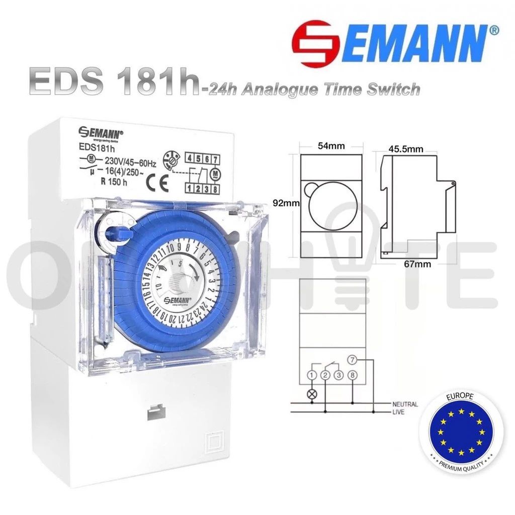 EMANNeu EDS181H 24hrs Analog Time / Timer Switch (THEBEN TYPE) Din Rail / SUL181 / Q24TS - /.MAXGUARD /.EPS