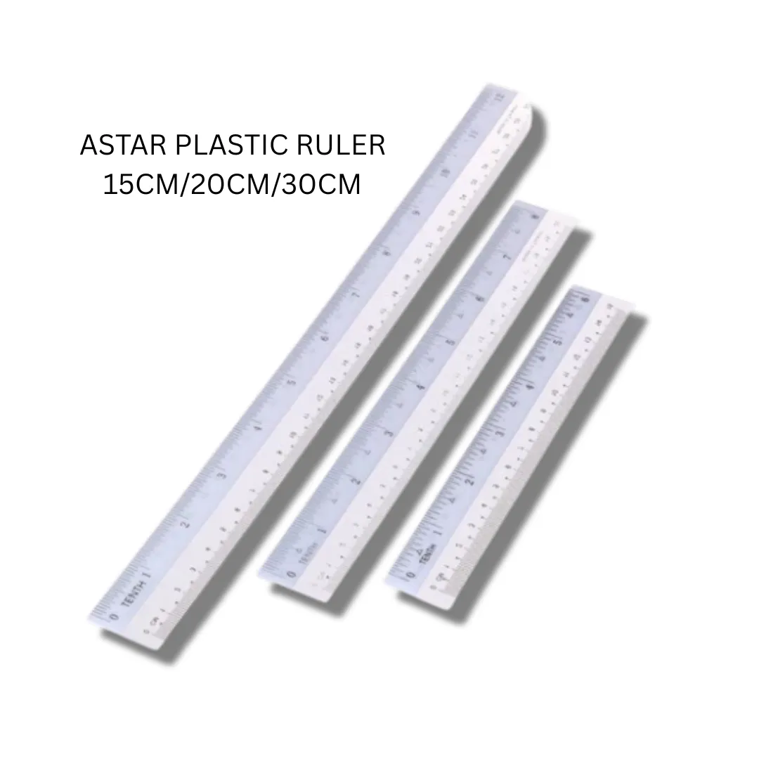 ASTAR Straight Ruler / Pembaris Plastik - 15cm 6", 20cm 8", 30cm 12"