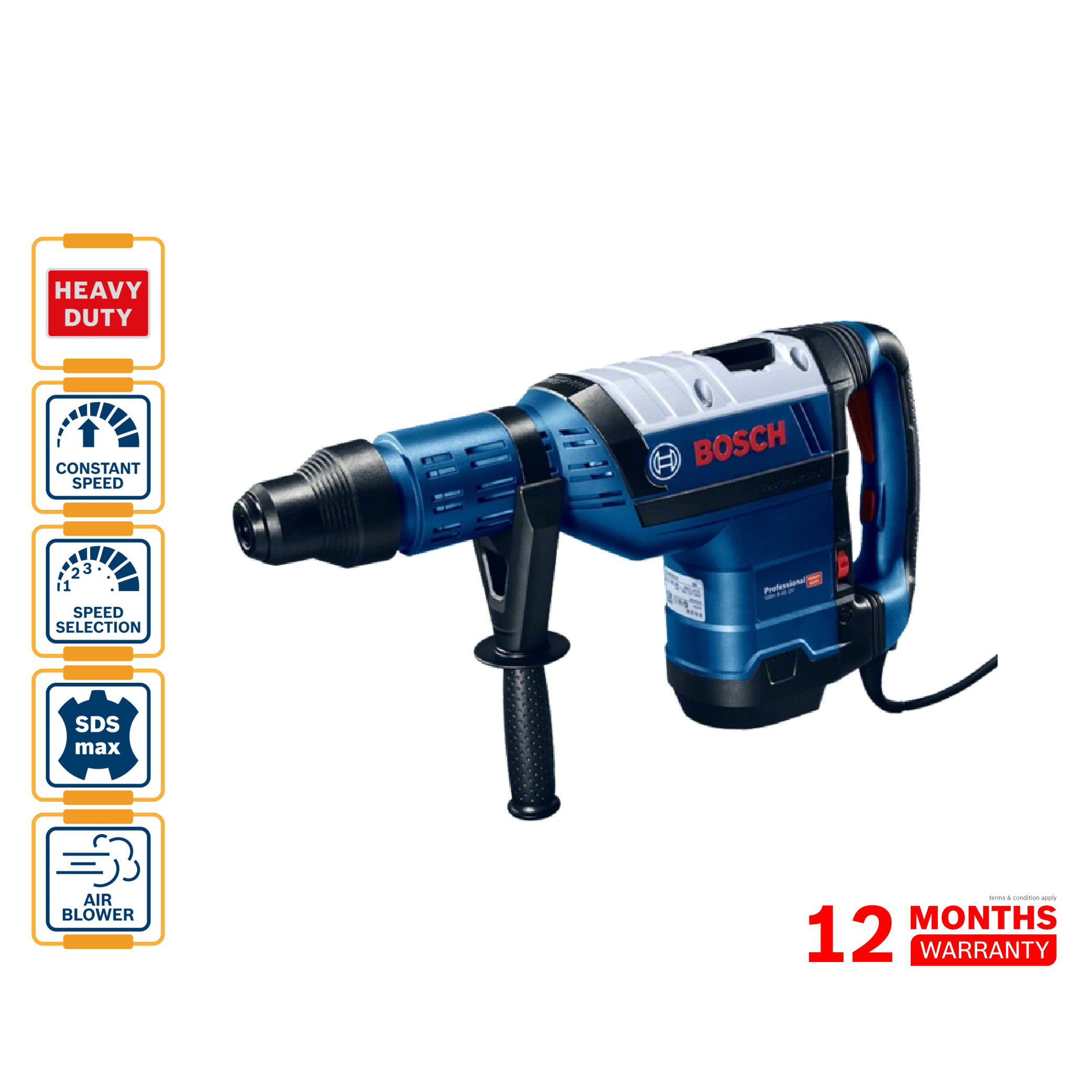 BOSCH GBH 8-45 DV Rotary Hammer (With SDS Max) - 06112650L0