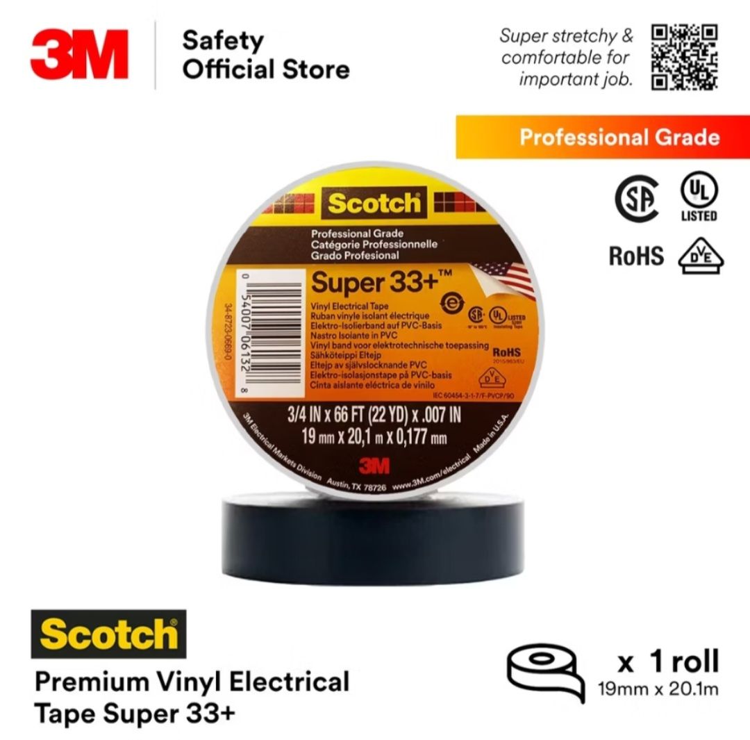 3M鈩�Scotch Super 33+ Vinyl Electrical Tape/Wire PVC Tape/Electrical Insulation 33 +