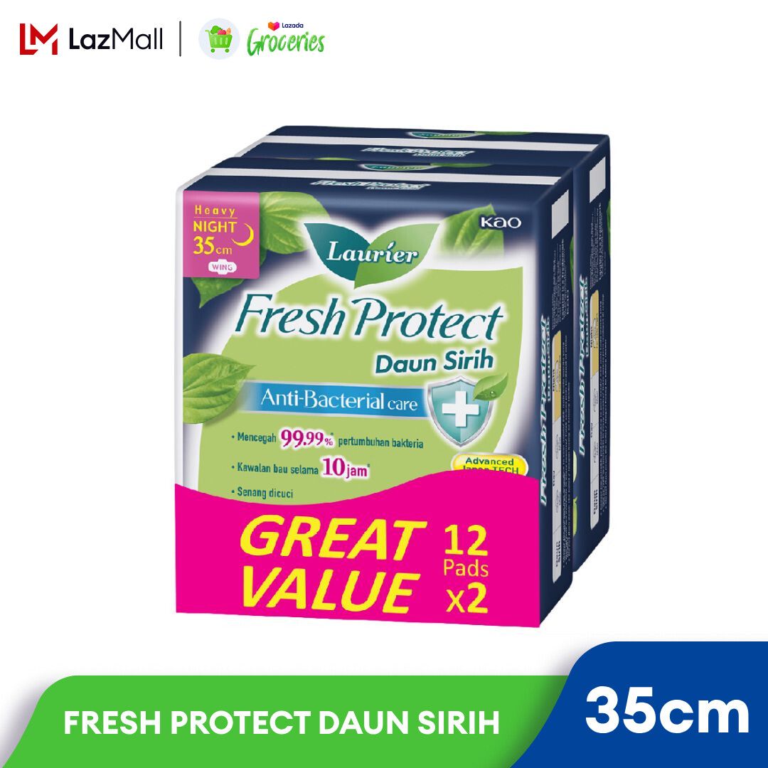 Loose 1 Pack x 2 Pack x 12pcs Laurier Fresh Protect Twinpack Daun Sirih Night Wing