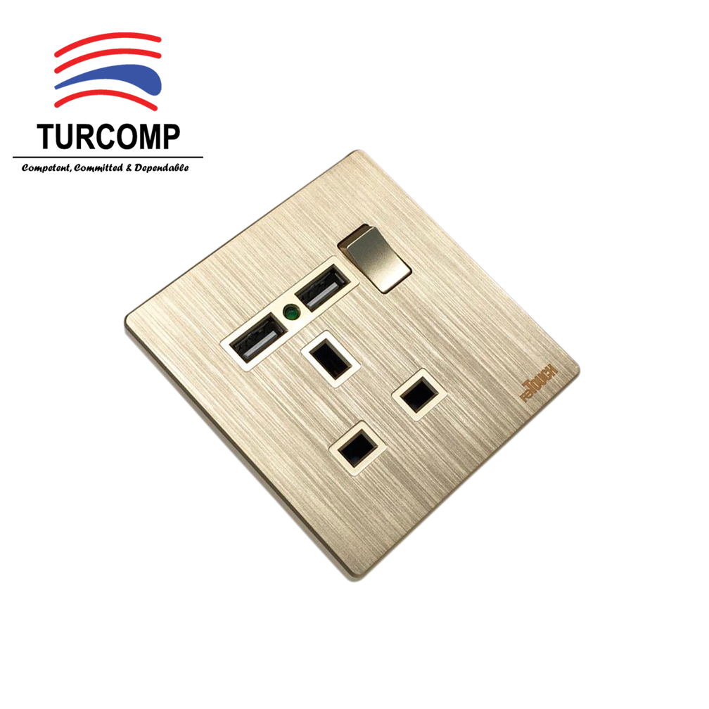reTouch Ultra Rimless Socket 13A C/W Double USB Outlet