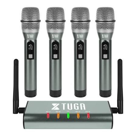 XTUGA / Wireless Microphone System / UF4600 4 Channel UHF / Cordless Micorphone with 4 Handheld Mic / Mikrofon