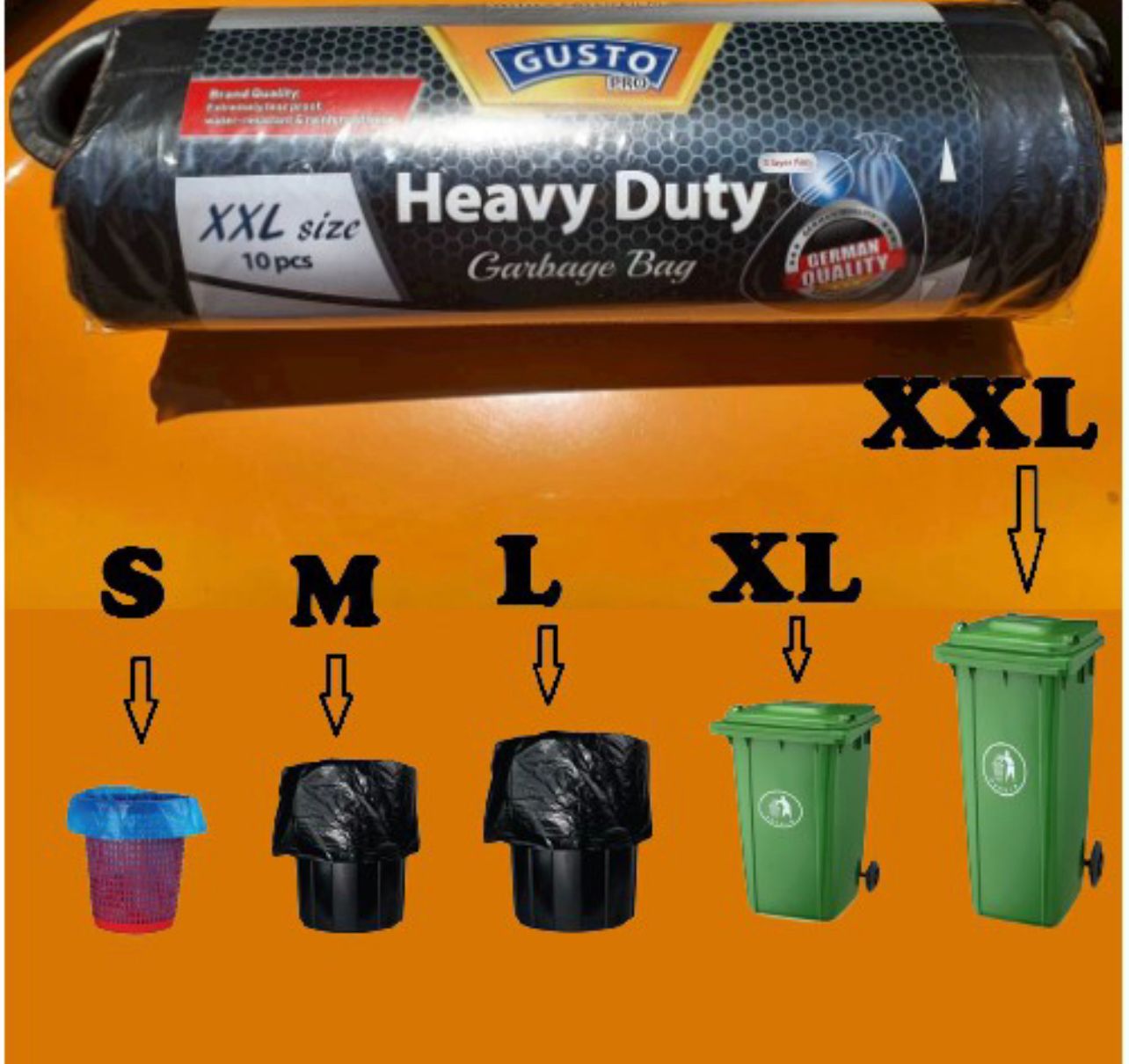 GUSTO HEAVY DUTY GARBAGE BAG plastik sampah tahan dan liat quality bagus tebal
