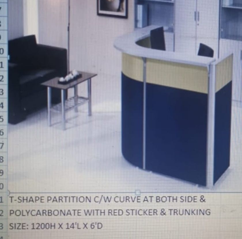 Partition T Shape Partition Board Size 1200H x 14L x 6D (2 Unit)