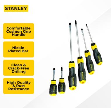 STANLEY CUSHION GRIP SCREWDRIVER SET STMT66679 6PC + FREE DIGITAL TEST PEN PEMUTAR SKUR l 螺丝刀