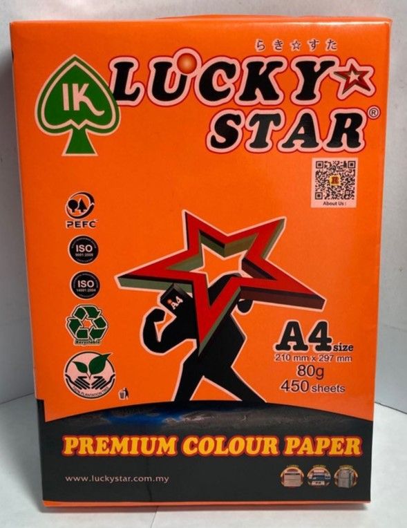 A4 80gsm Colour Paper - Orange