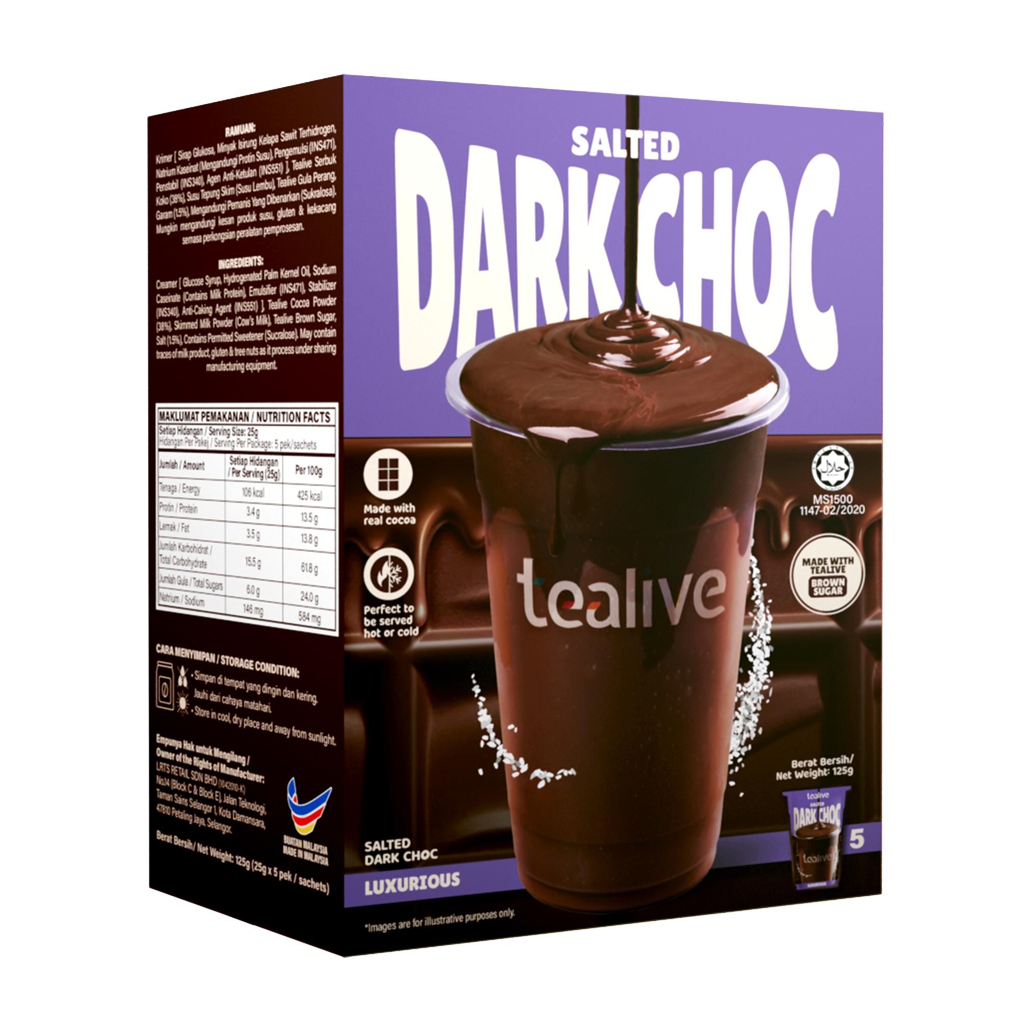 (Loose pack) Tealive Salted Dark Choc 5s/25g 24 Box x 125g