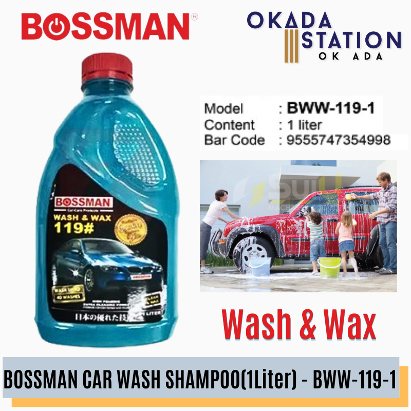 BOSSMAN CAR WASH & WAX SHAMPOO(1Liter) - BWW-119-1 / BOSSMAN / WASH & WAX SHAMPOO / CAR SHAMPOO / CAR CARE / SABUN CUCI DAN WAX KERETA / 1L / 119#