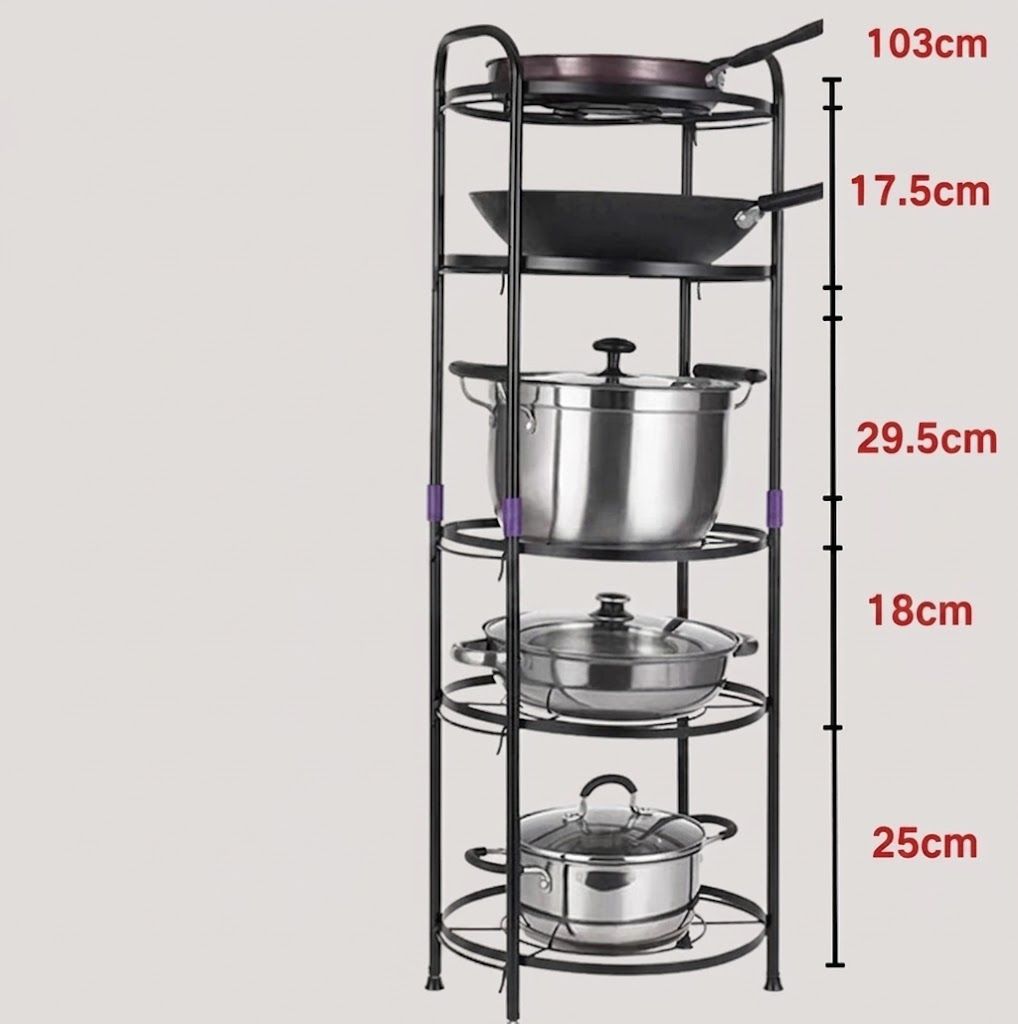 3/4/5 floor shelf kitchen floor multi-layer microwave oven storage rack Black-1 set 5 layer storage rack-KKK