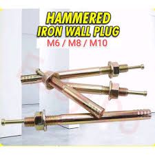 Dynabolt/expansion Bolt Tap Iron Hammer Drive Anchor DNA Wall Screw Plug Paku Besi Dinding M6-60