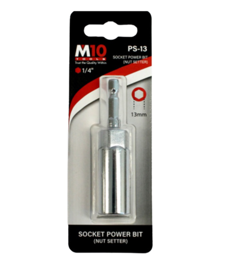 M10 SOCKET POWER BIT ( NUT SETTER ) - 1/4 " HEX DRIVE