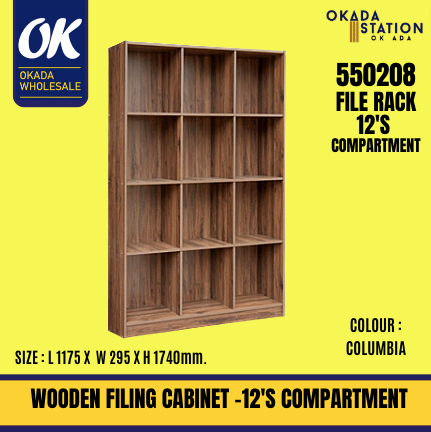 12 compartment Wooden Rack size : L1275 x W295 x H 1740 WOODEN FILING CABINET / 12'S COMPARTMENT FILE RACK / FILING RACK / FILING CABINET