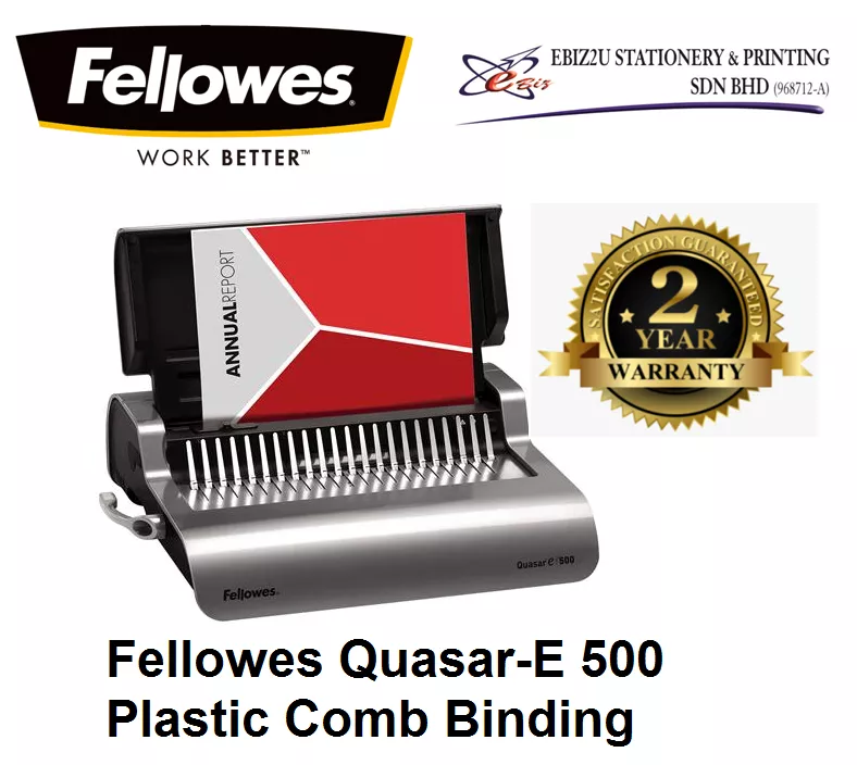 Fellowes Quasar-E 500 Plastic Comb Binding - 500 sheets (binding machine, heavy duty binding machine, comb binder, comb binding machine)