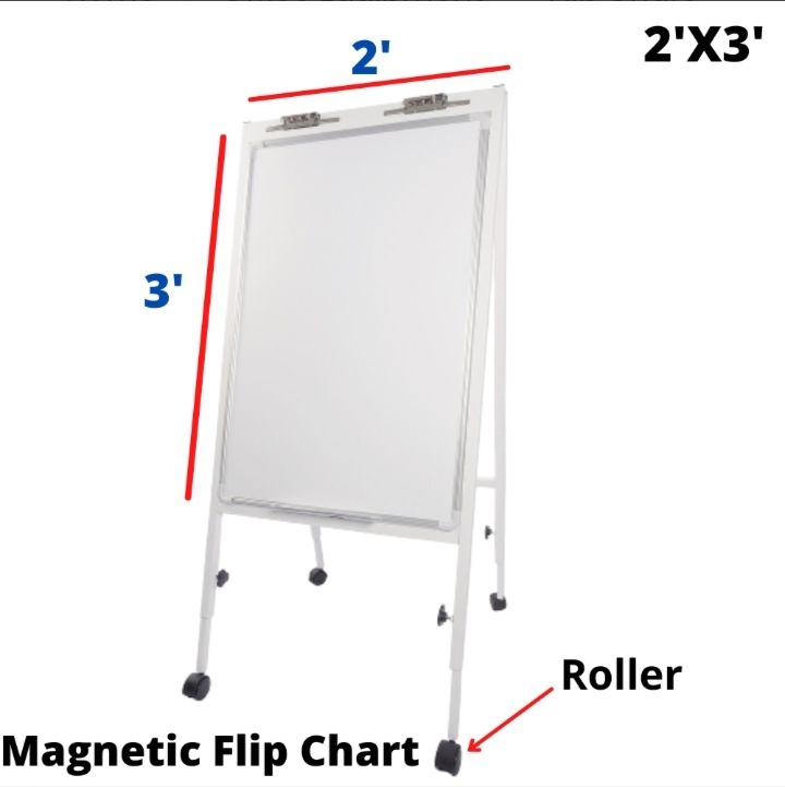 MAGNETIC WHITE WHITE BOARD@ FLIP CHART BOARD SIZE: 3'x2', 3'x3' & 3'X4' WITH CASTER ROLLER
