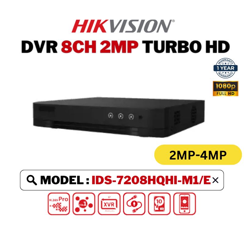 HIKVISION CCTV DVR 8CH Digital Video Recorder/Decorder Turbo HD 8 Channel 2MP-4MP DVR DS-7208HQHI-K1/E (2TB)