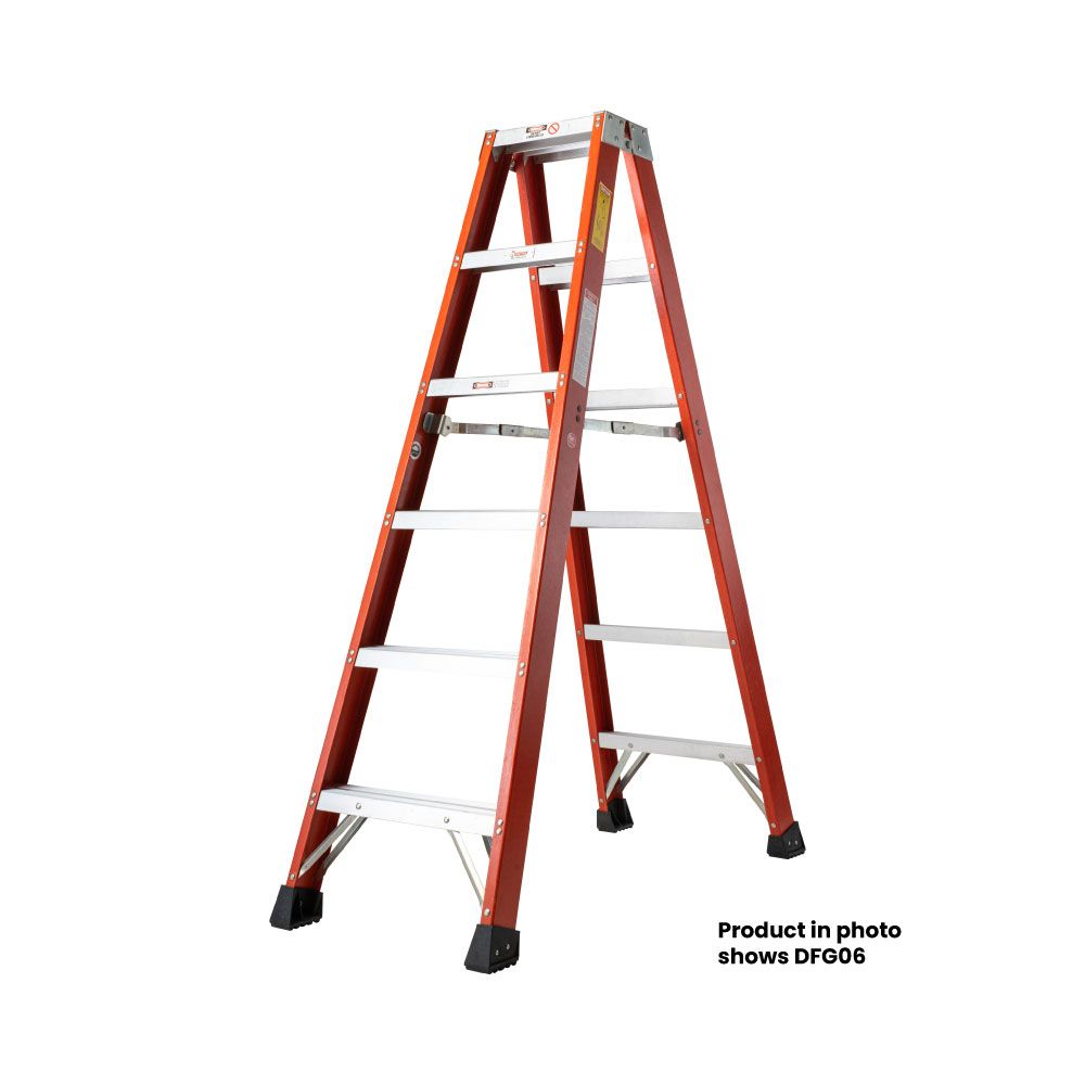 FIBERGLASS DOUBLE SIDED A-SHAPE LADDER 12 STEPS