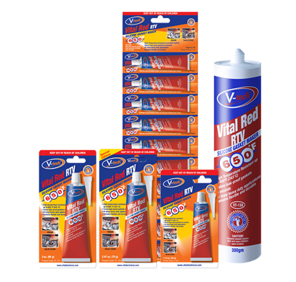 V-TECH VT-151 VITAL RED RTV SILICONE GASKET MAKER 85GM