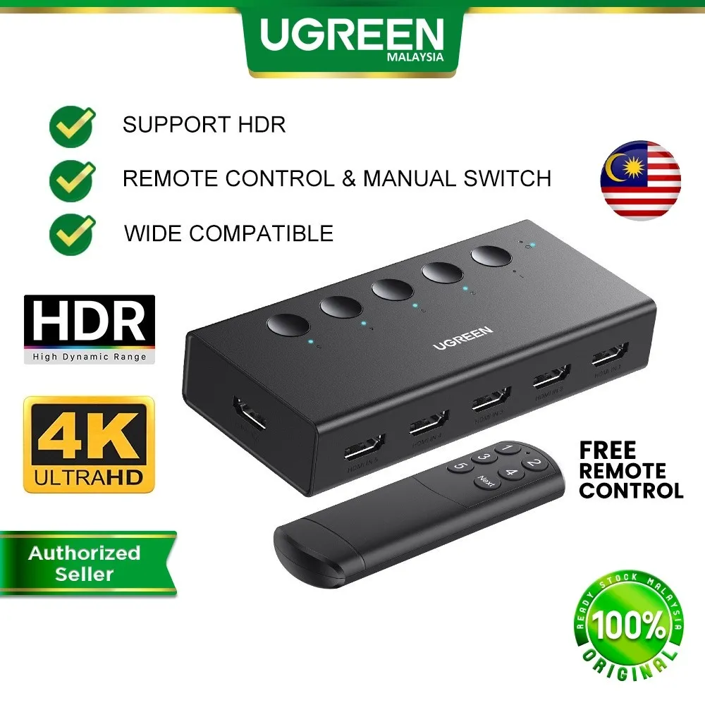 5 INPUT 1 OUTPUT KVM SWITCH HDMI SPLITTER SUPPORT 2KX4K HD 30 METER DISTANCE WITH REMOTE CONTROL