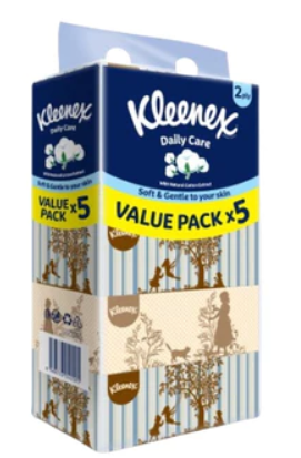 Kleenex Facial Tissue Box Vintage Design - 2 PLY (120's x 5 boxes)