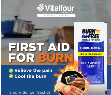 BURNFREE HYDROGEL BURNSHIELD FIRST AID BURN GEL FIRST AID FOR BURN PAIN RELIEVING (3.5GM GEL PER SACHET)