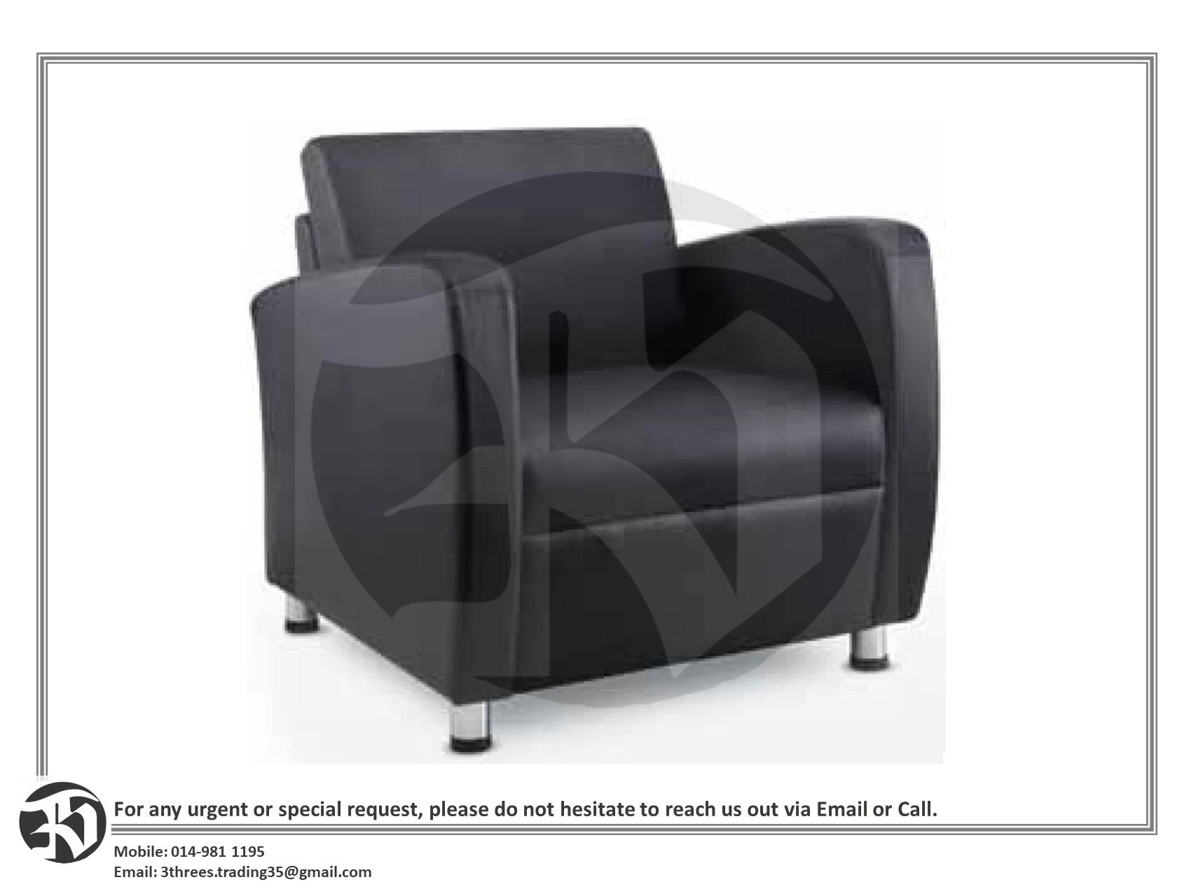 PU Sofa 1 Seater (W) 640mm x (H) 800mm x 800mm (L)
