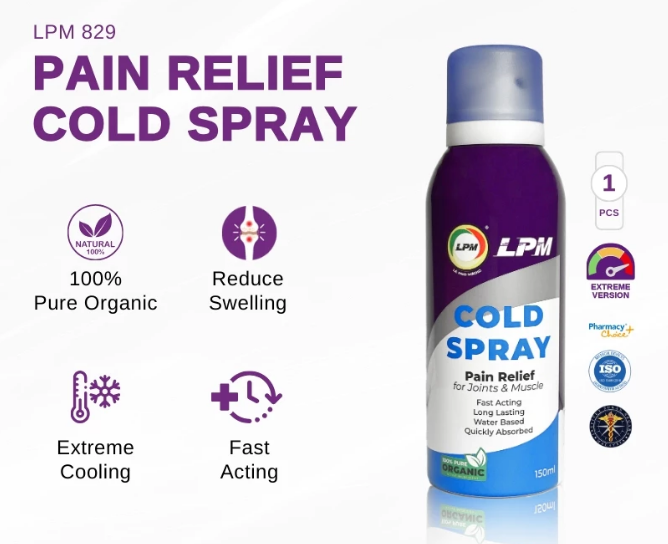 LPM 829 Pain Relief Cold Spray Fast Acting Reduce Swelling and Extreme Cooling for Sports Pain Relief Spray 150ml