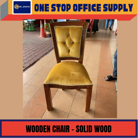 OK SOLID WOOD CHAIR WITH VELVET SEATER / CHAIR / SOLID WOOD CHAIR / KERUSI / OFFICE CHAIR