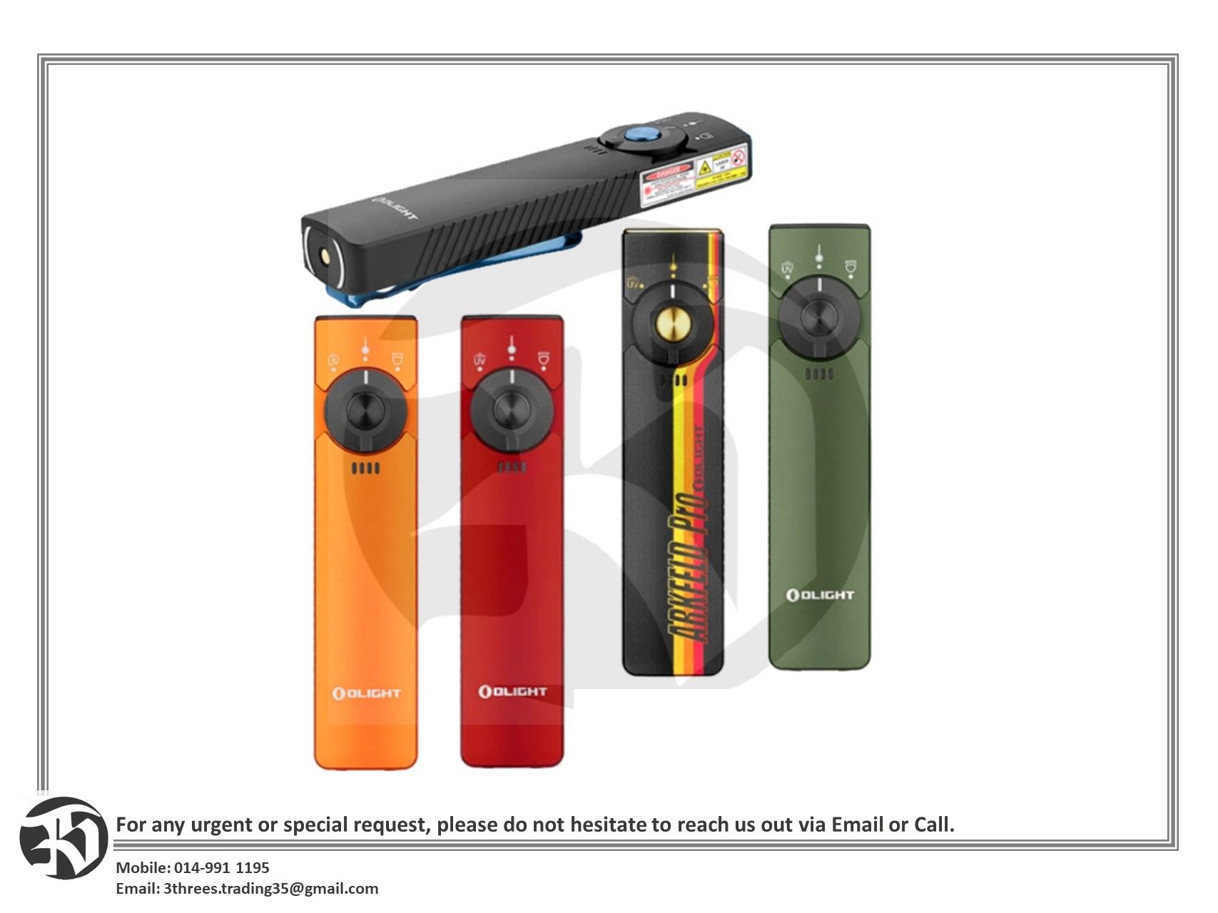 ARKFELD Pro Flat EDC Flashlight with LED Light, UV and Laser