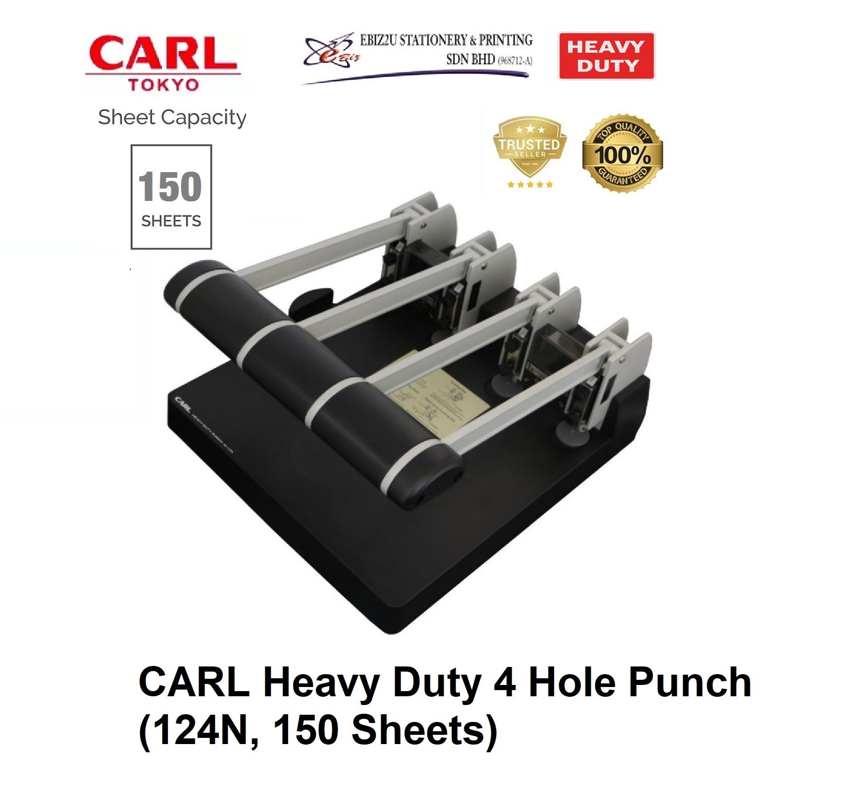CARL Heavy Duty 4 Hole Punch (124N, 150 Sheets) Stationery / Office Automation / penumbuk / puncher paper