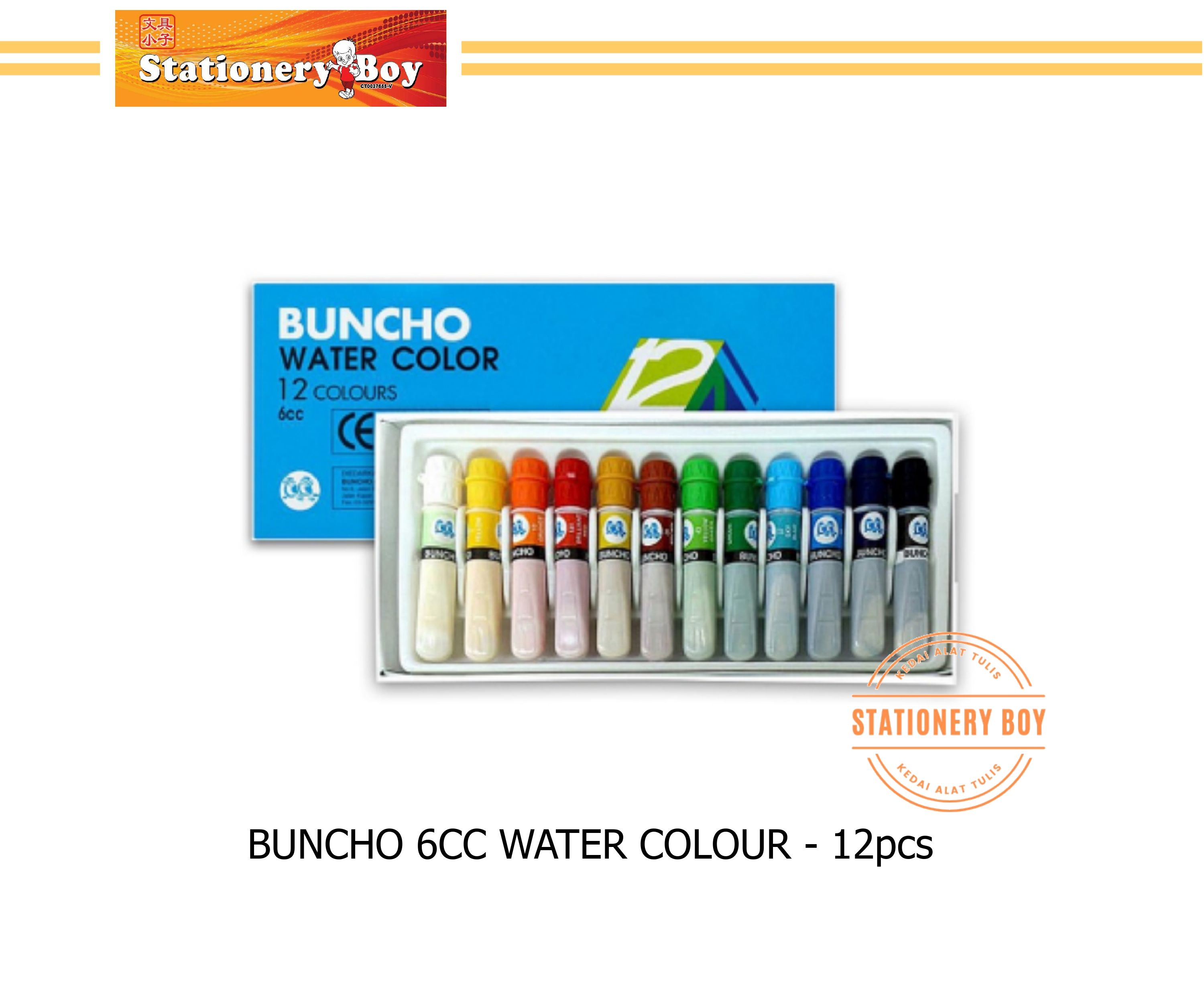 BUNCHO 6cc Water Colour / Warna Air - 12 Colours