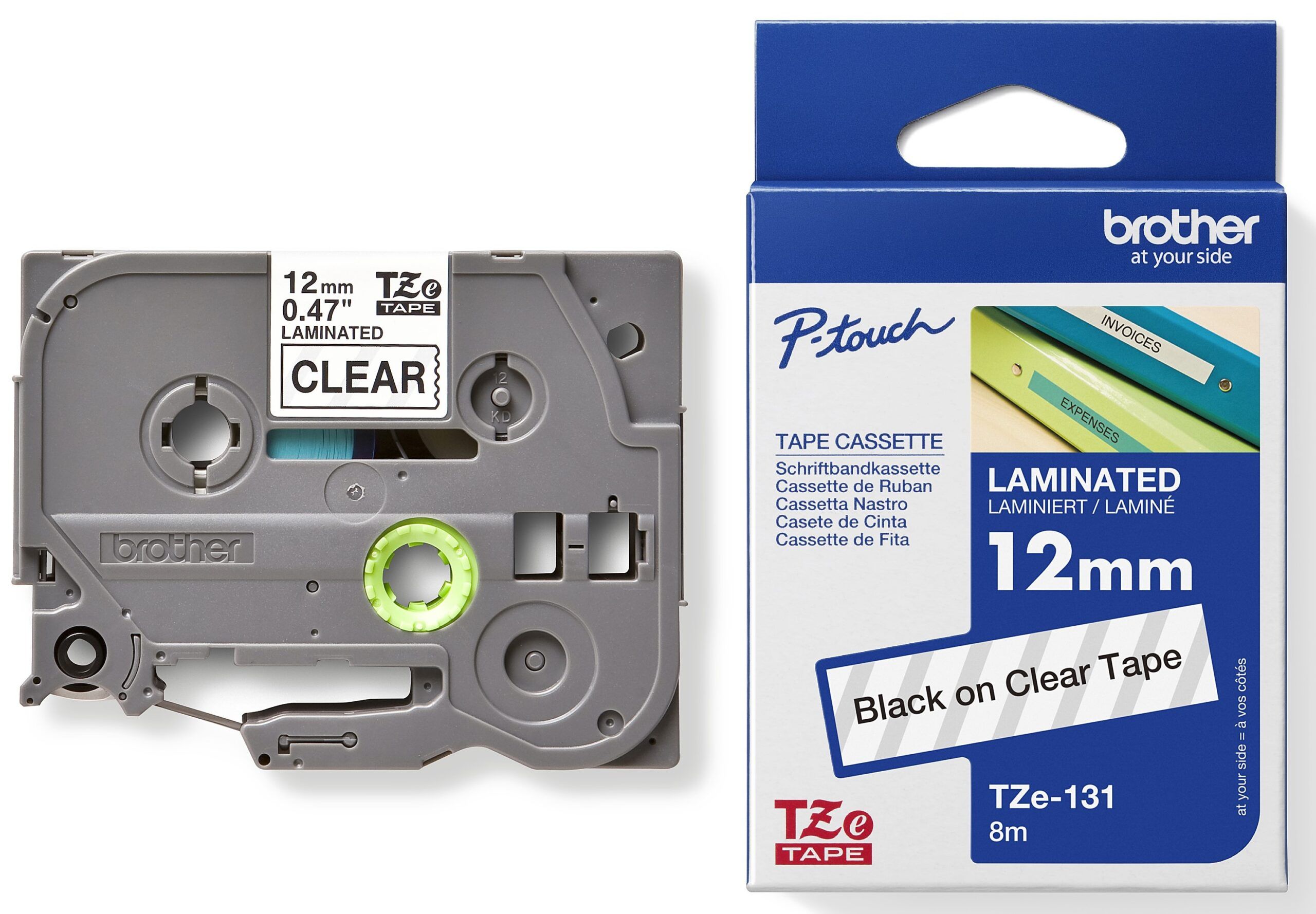 Brother Label Laminated Tape Tze-131 Black On Clear 12mm