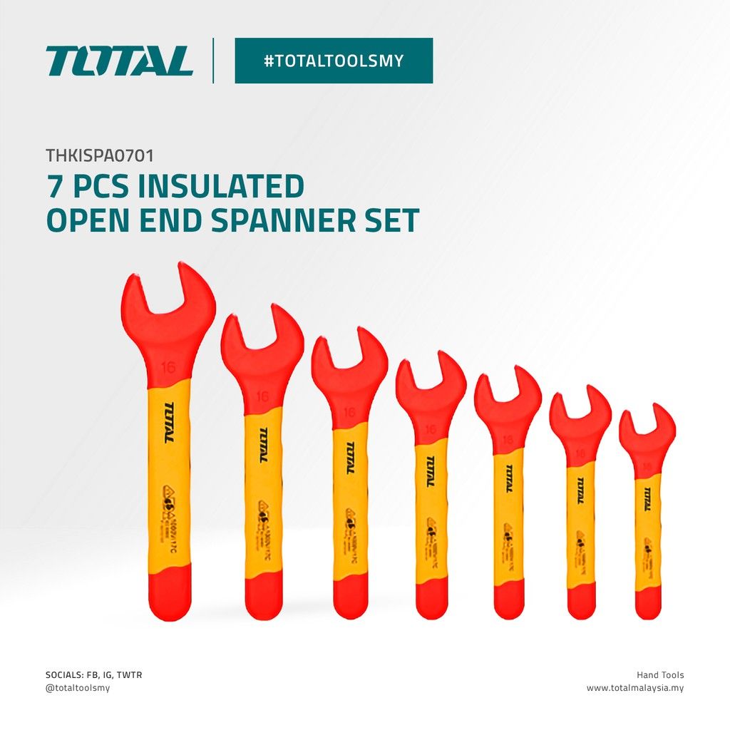 TOTAL INSULATED OPEN END SPANNER SET (7 PCS) THKISPA0701 (VDE Approved Certifications)